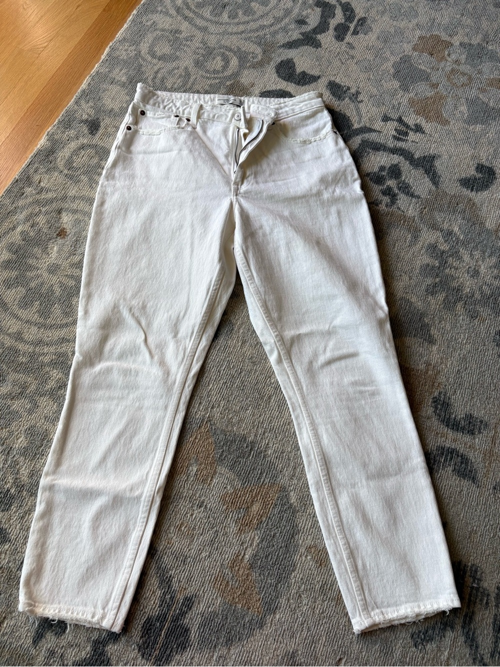 Abercrombie & Fitch White Straight-Leg Jeans